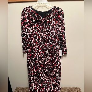 Adrianna Papell Long Sleeve Dress - Black, Red, White